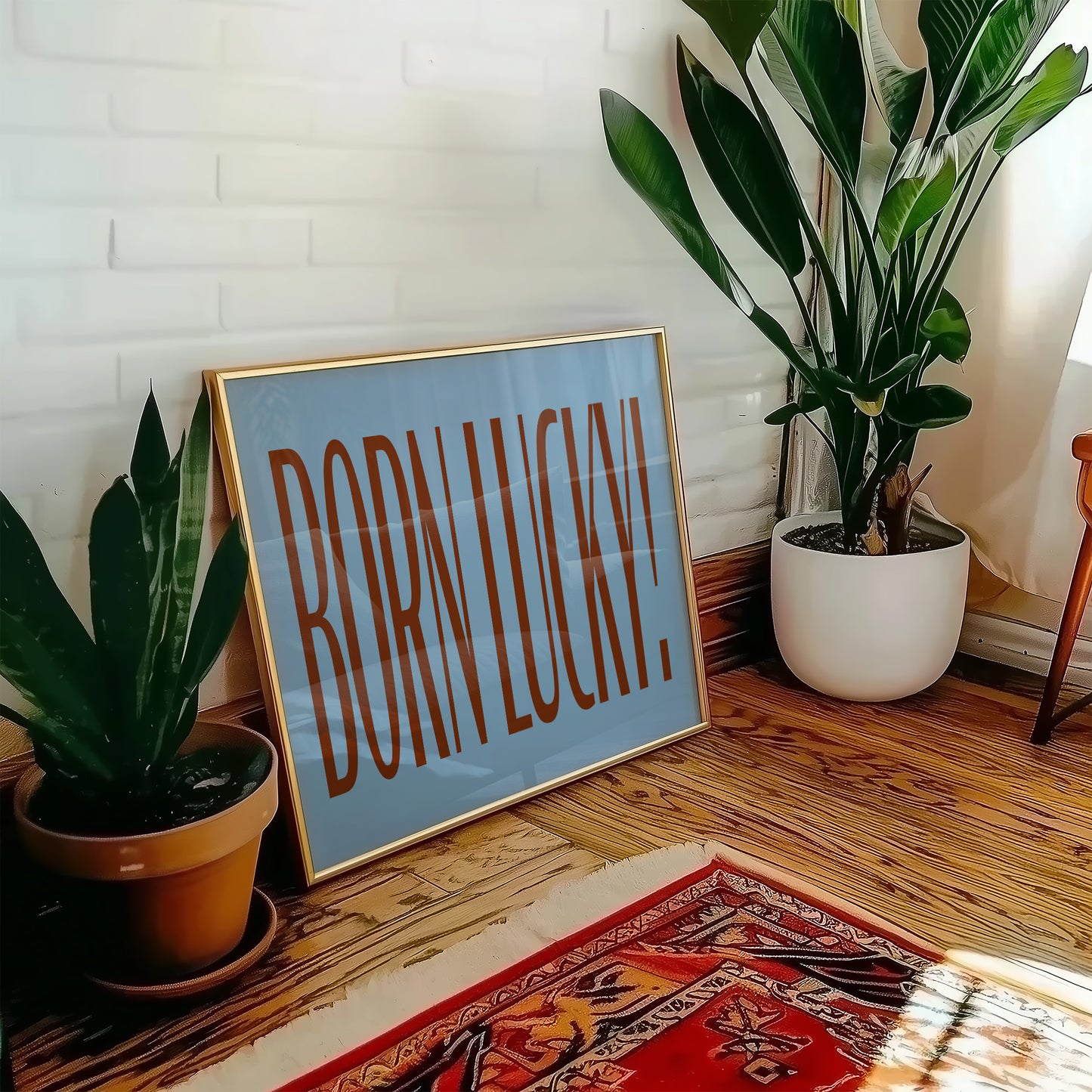Born Lucky Retro Art Print