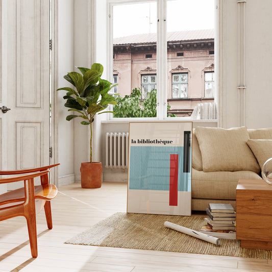 La bibliothèque french abstract Giclée Art Print