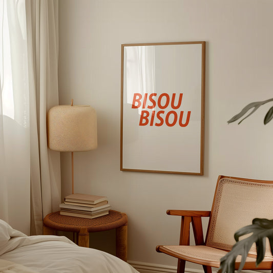 Bisou Bisou French retro Giclée Art Print