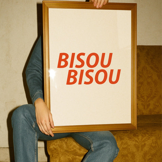 Bisou Bisou French retro Giclée Art Print