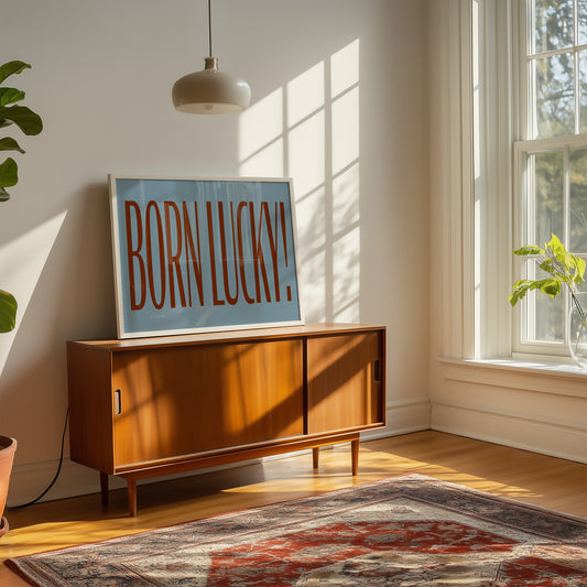 Born Lucky Retro Art Print