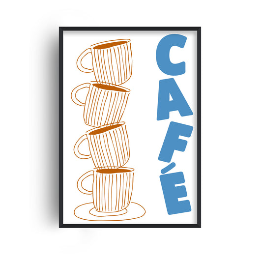 Cafe Striped Coffee Cup Retro Giclée Art Print