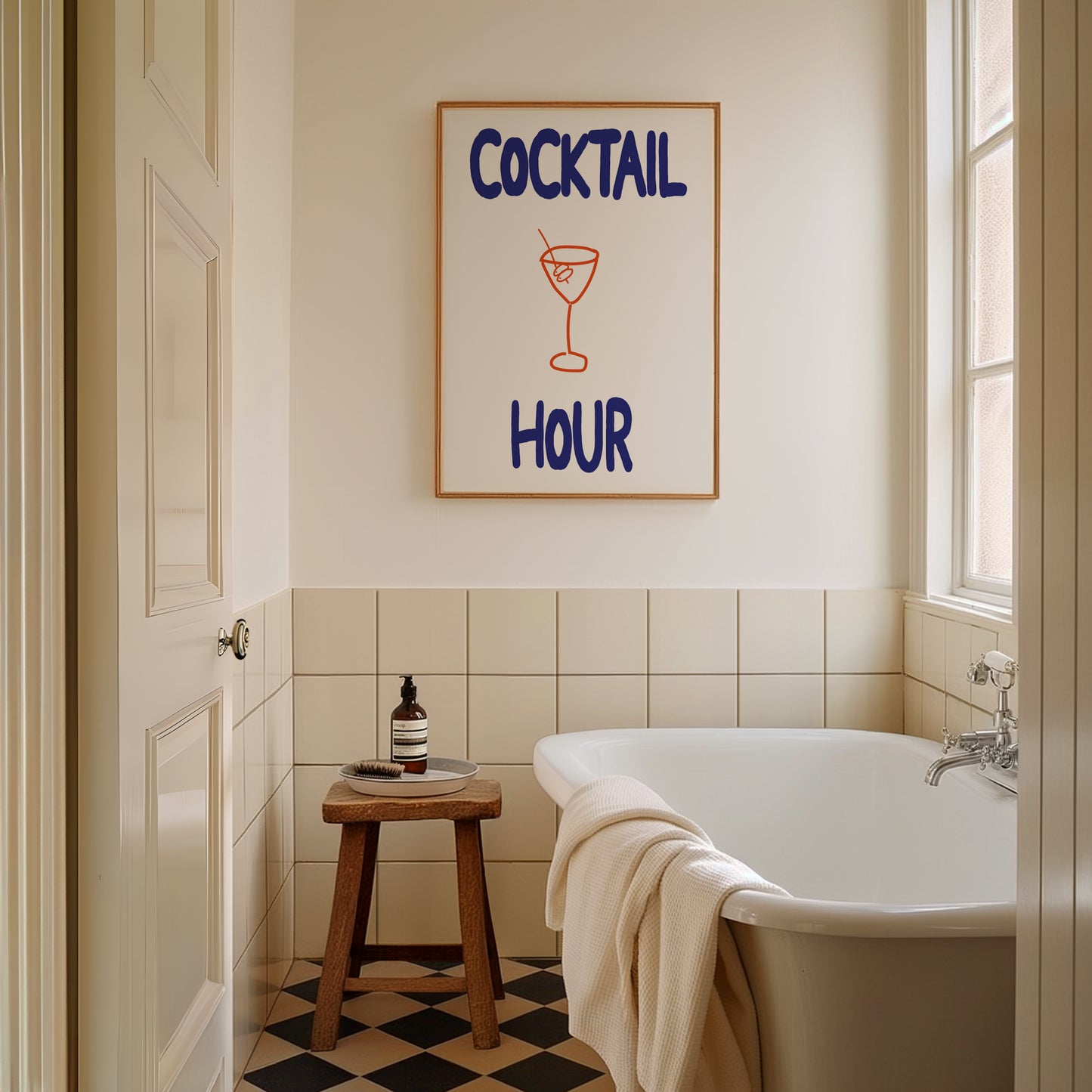 Retro cocktail-inspired indie wall art print with colourful vintage typography and playful maximalist design.
