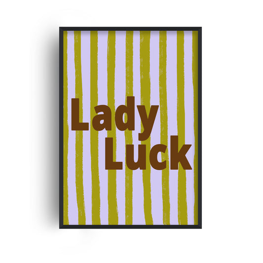 Lady Luck Empowering Striped Retro Art Print
