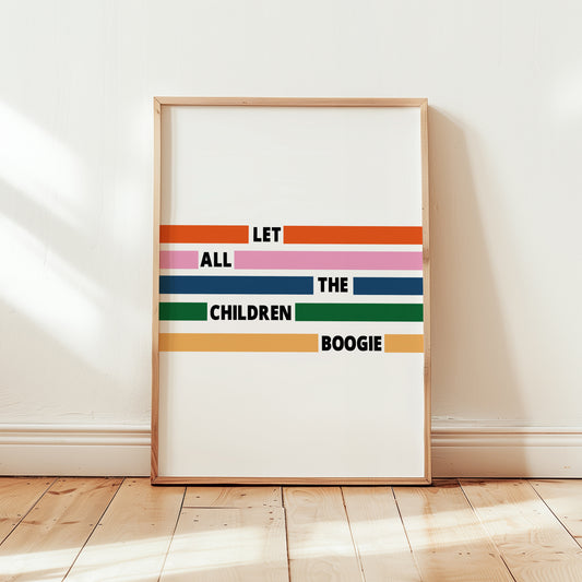 Let All The Children Boogie Retro Nursery Giclée retro Art Print