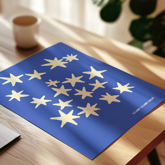 Starry Starry Night Retro Music GicléE Art Print