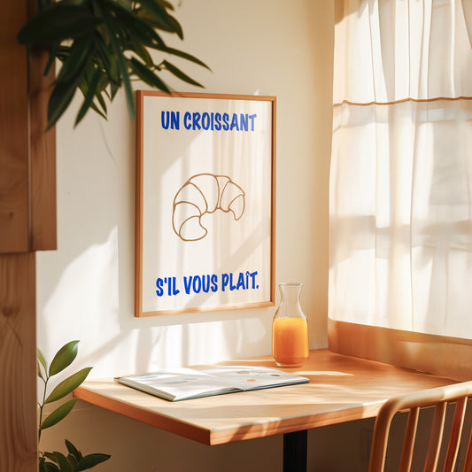 Un Croissant French Coffee Kitchen Giclée Art Print