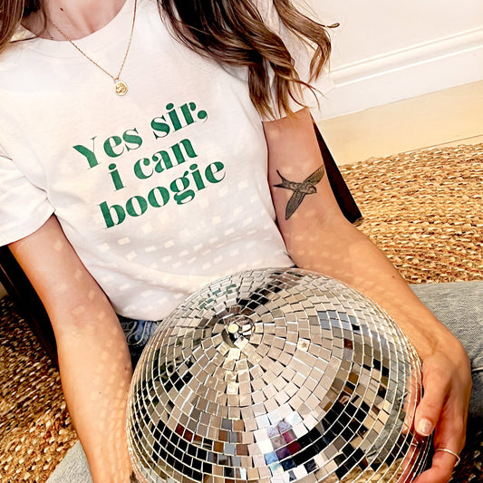 Yes sir I can Boogie retro slogan t-shirt
