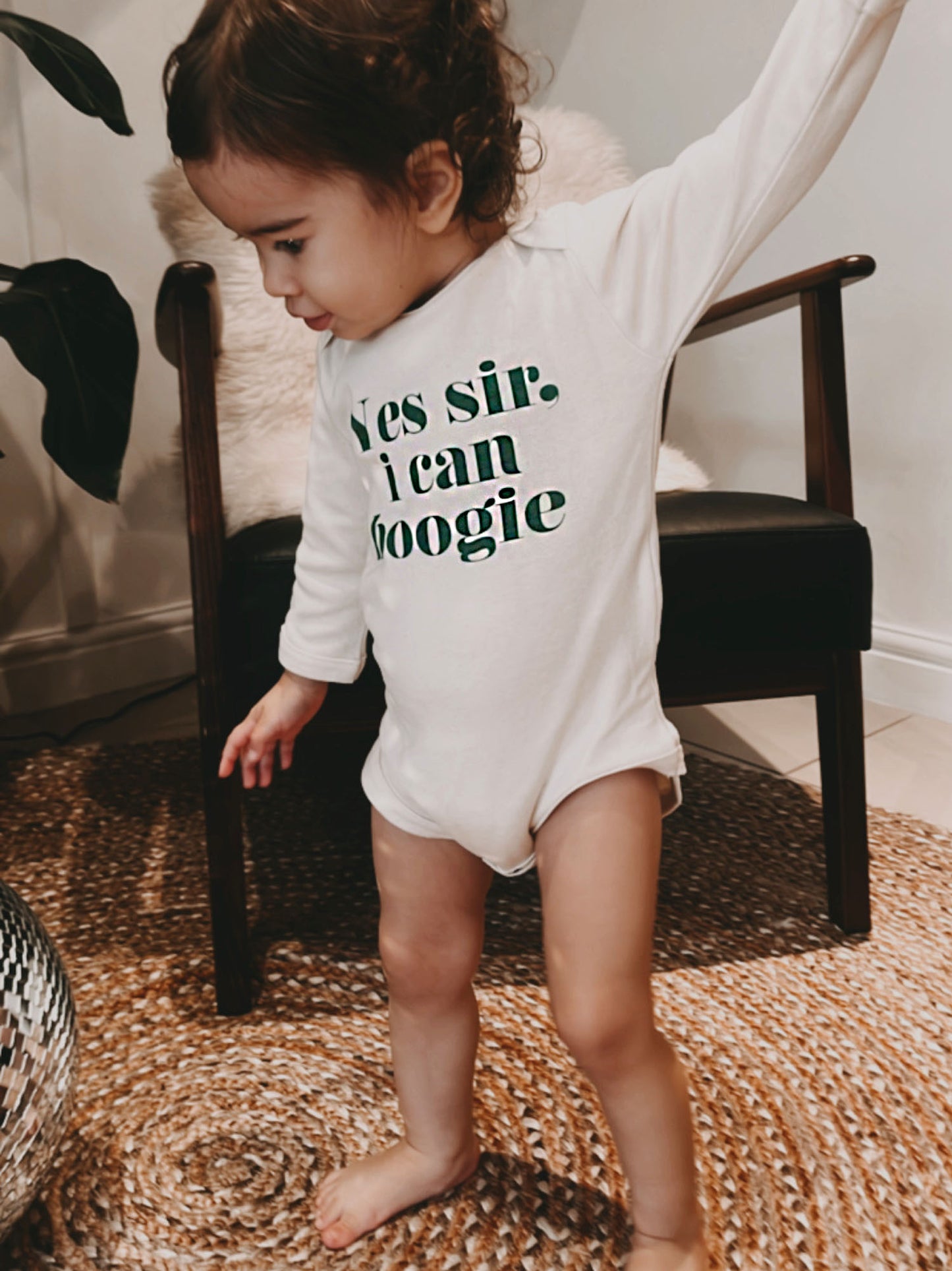 Fancubs Yes sir I can Boogie baby organic cotton long sleeve bodysuit