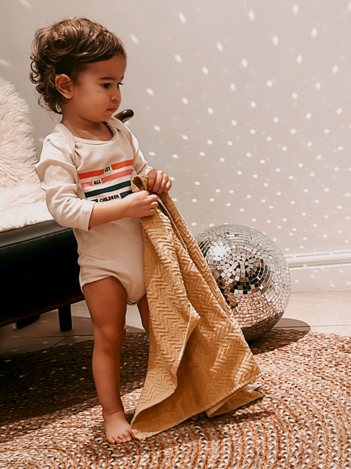 Fancubs Let all the children Boogie baby organic cotton long sleeve bodysuit