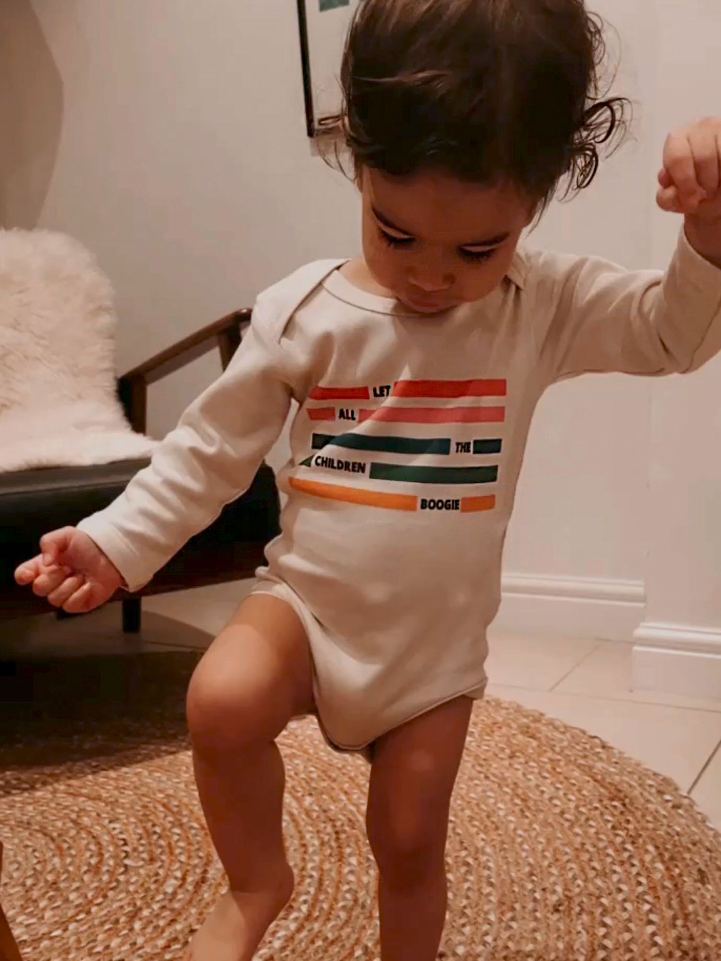 Fancubs Let all the children Boogie baby organic cotton long sleeve bodysuit