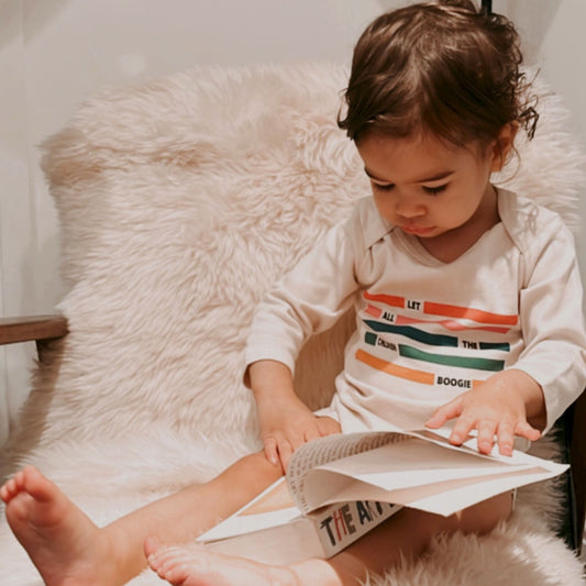 Fancubs Let all the children Boogie baby organic cotton long sleeve bodysuit