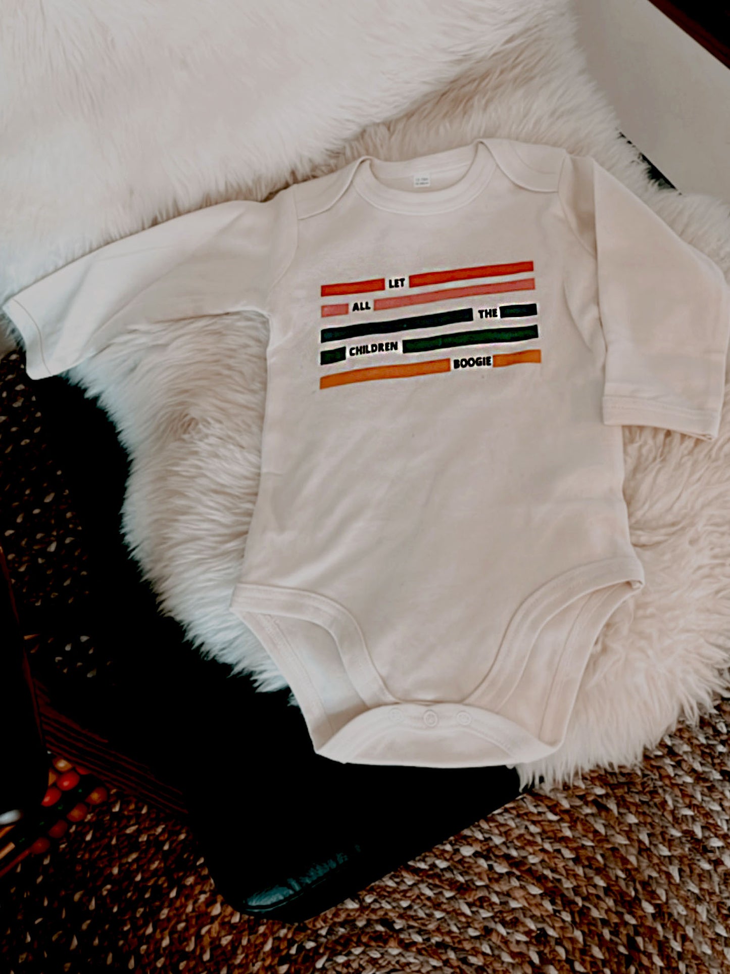 Fancubs Let all the children Boogie baby organic cotton long sleeve bodysuit