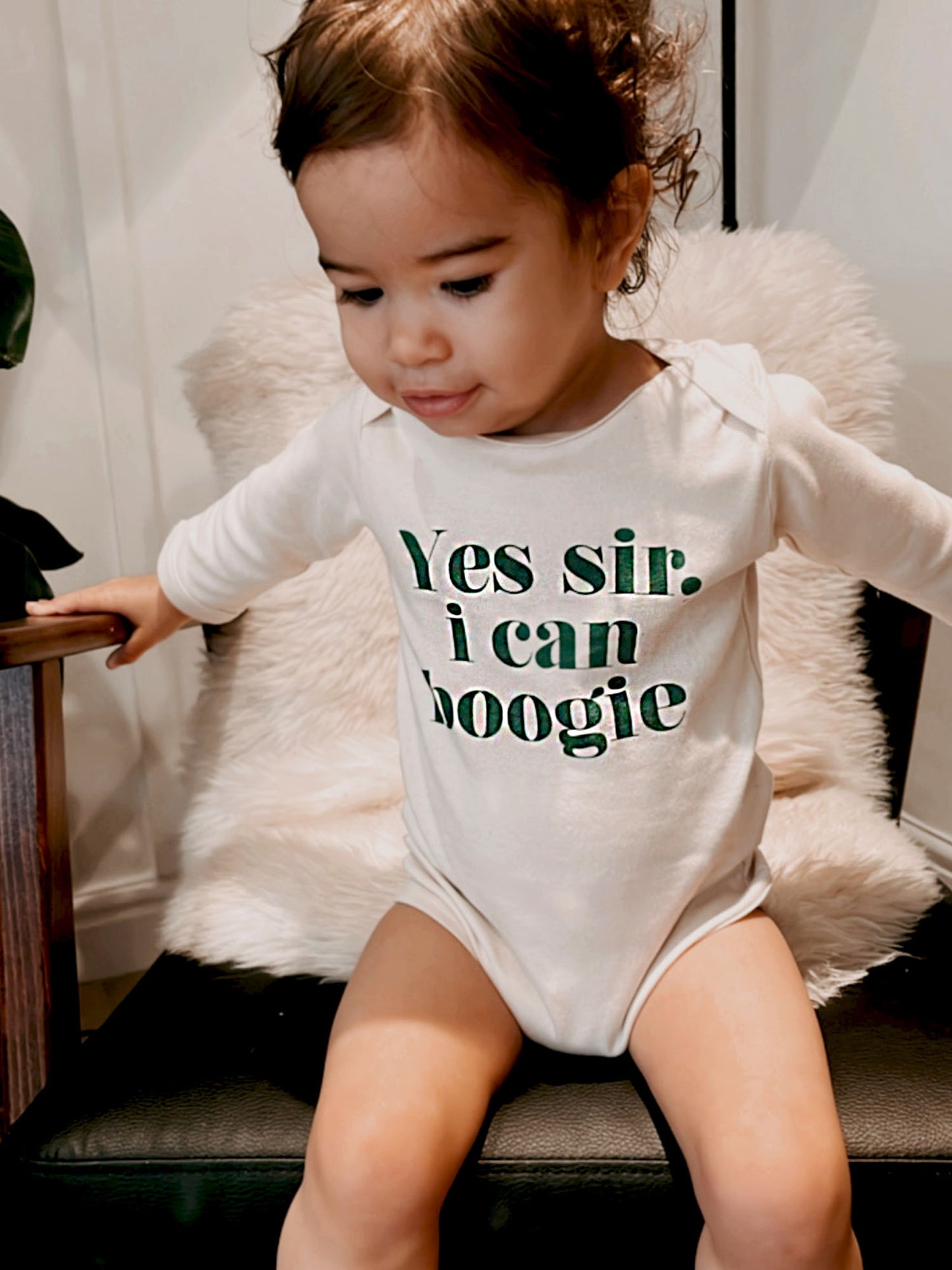 Fancubs Yes sir I can Boogie baby organic cotton long sleeve bodysuit