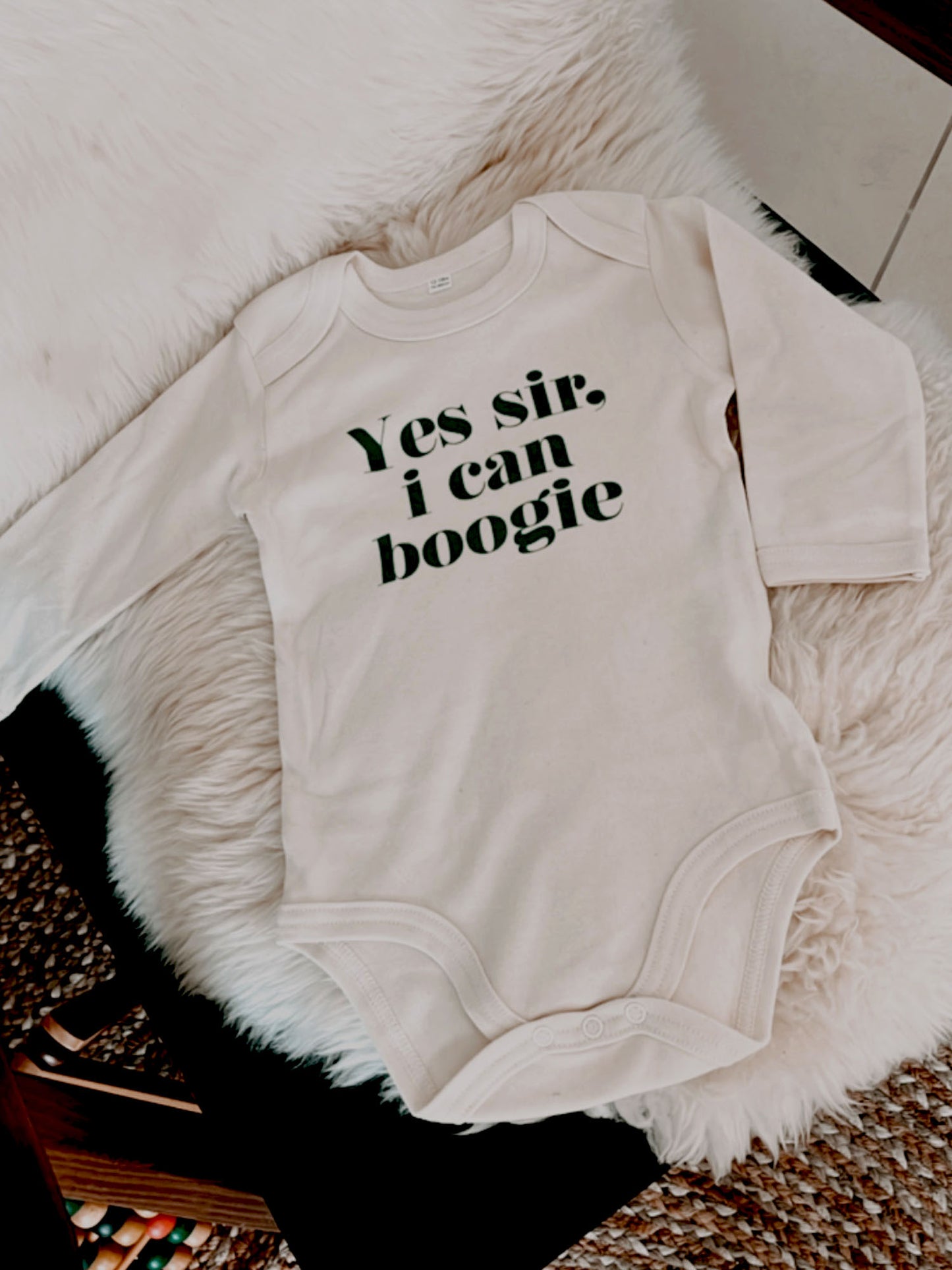 Fancubs Yes sir I can Boogie baby organic cotton long sleeve bodysuit