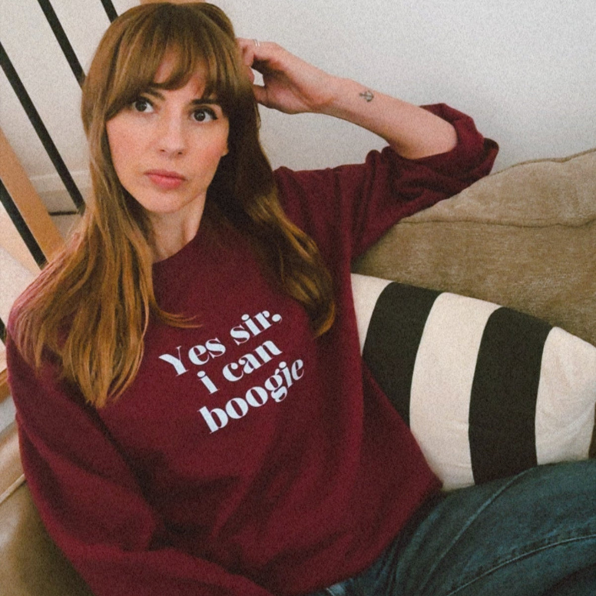 Yes Sir I Can Boogie Retro Slogan Sweatshirt