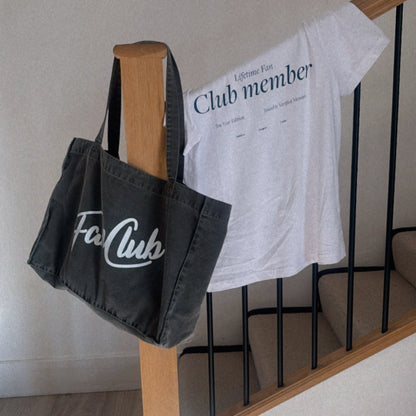 The Everyday Core Fanclub Washed Charcoal Tote Bag