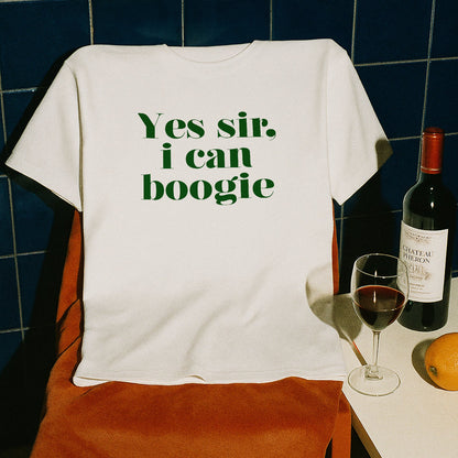 Yes sir I can Boogie retro slogan T-shirt