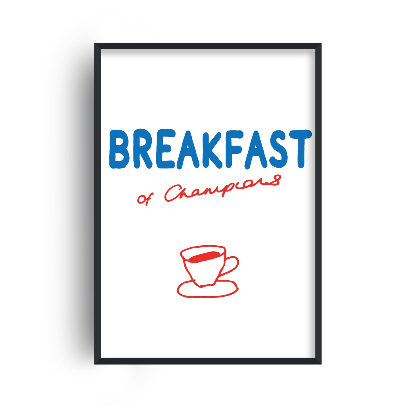 Retro coffee cup art print with playful typography and vintage-inspired design for kitchens, coffee bars and colourful gallery walls.
