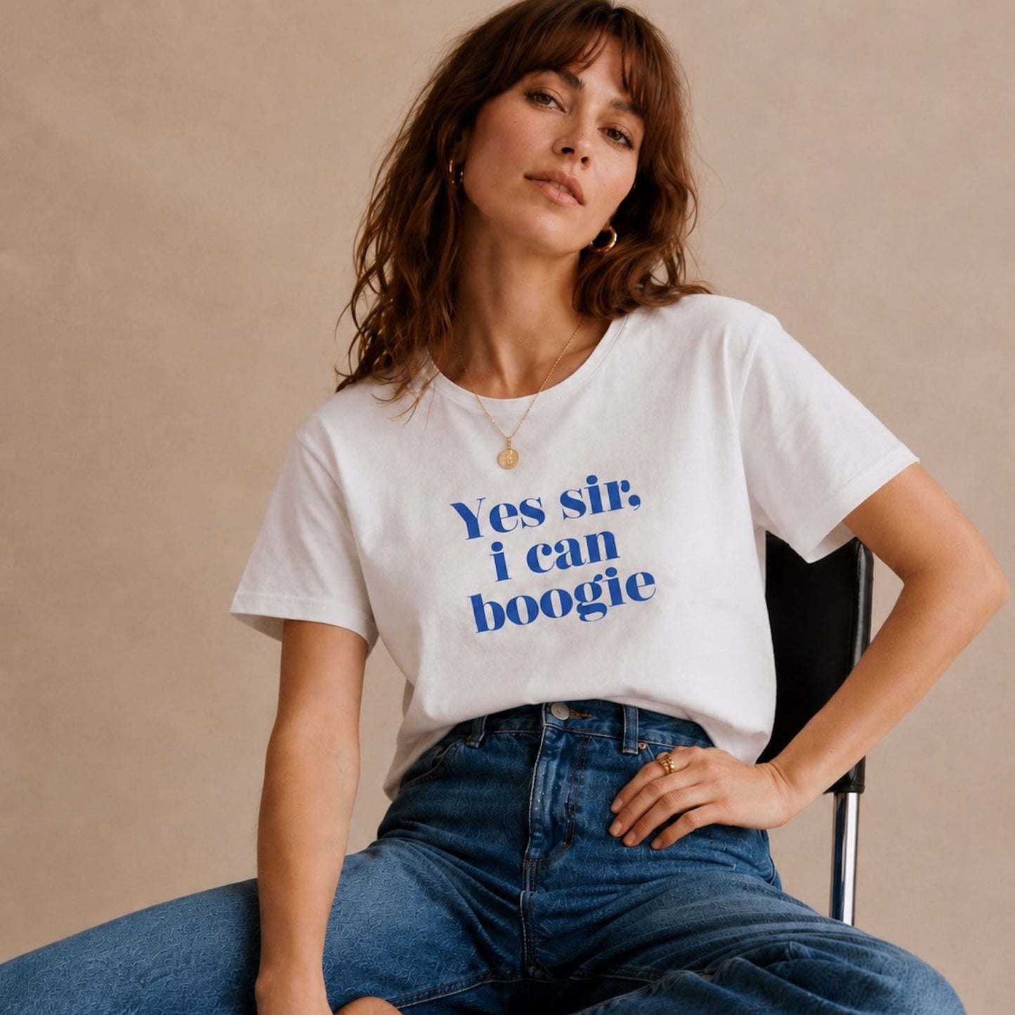 Yes Sir I Can Boogie Tee Scotland Blue