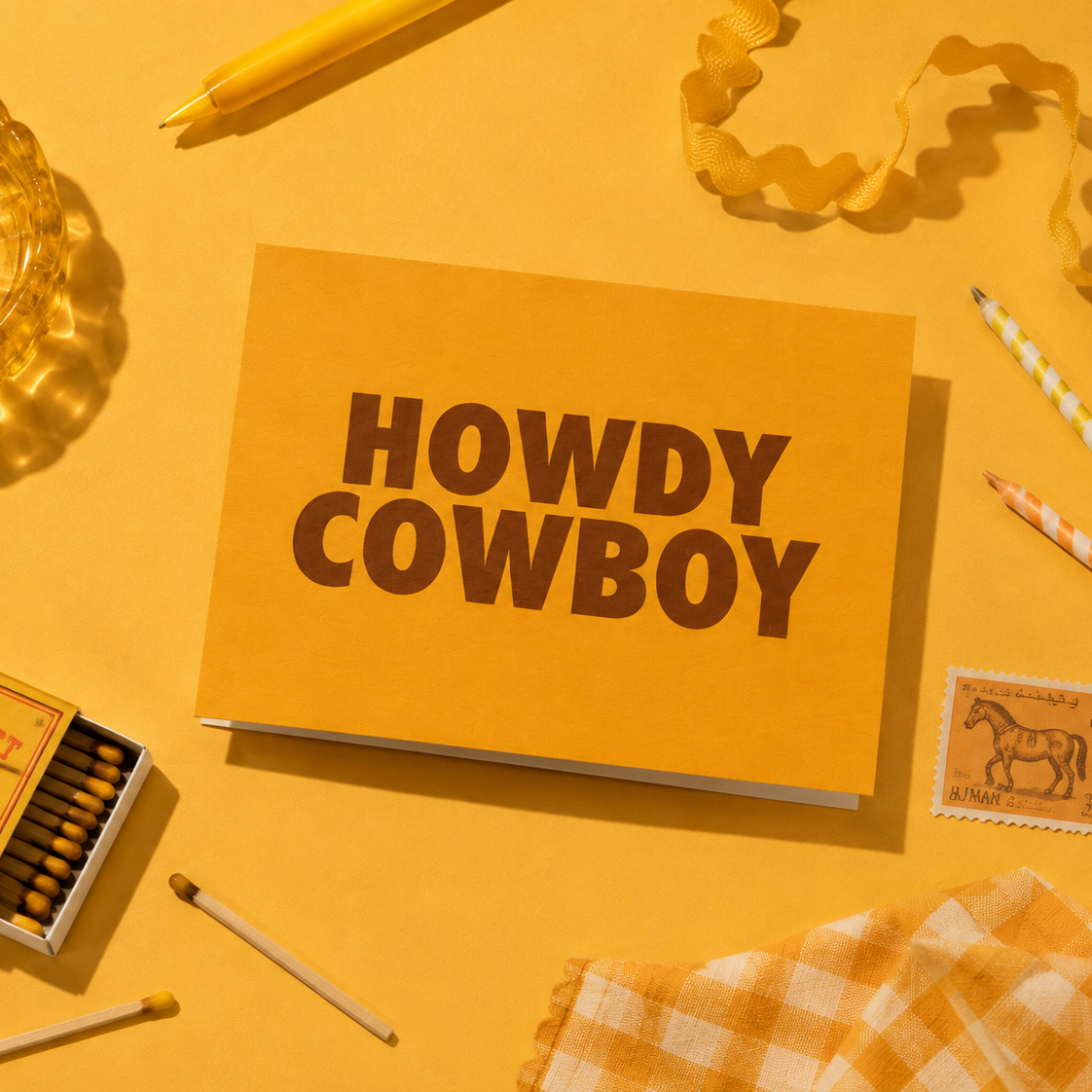 Howdy Cowboy Western Greetings Card