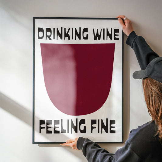 Drinking Wine Feeling Fine Retro Music Giclée Art Print