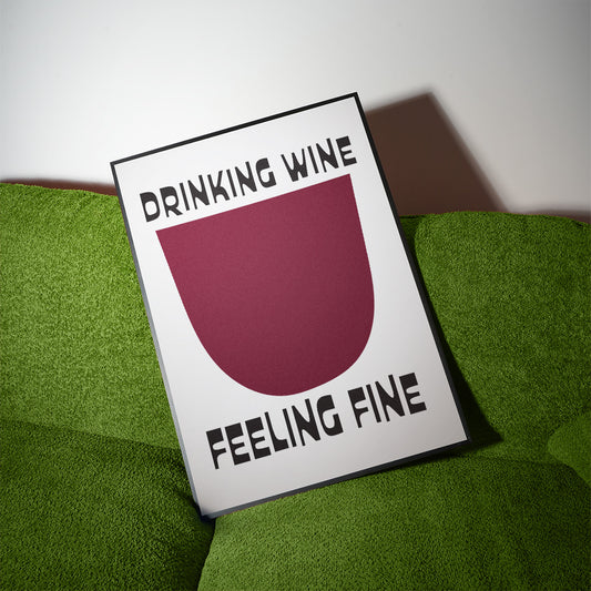 Drinking Wine Feeling Fine Retro Music Giclée Art Print