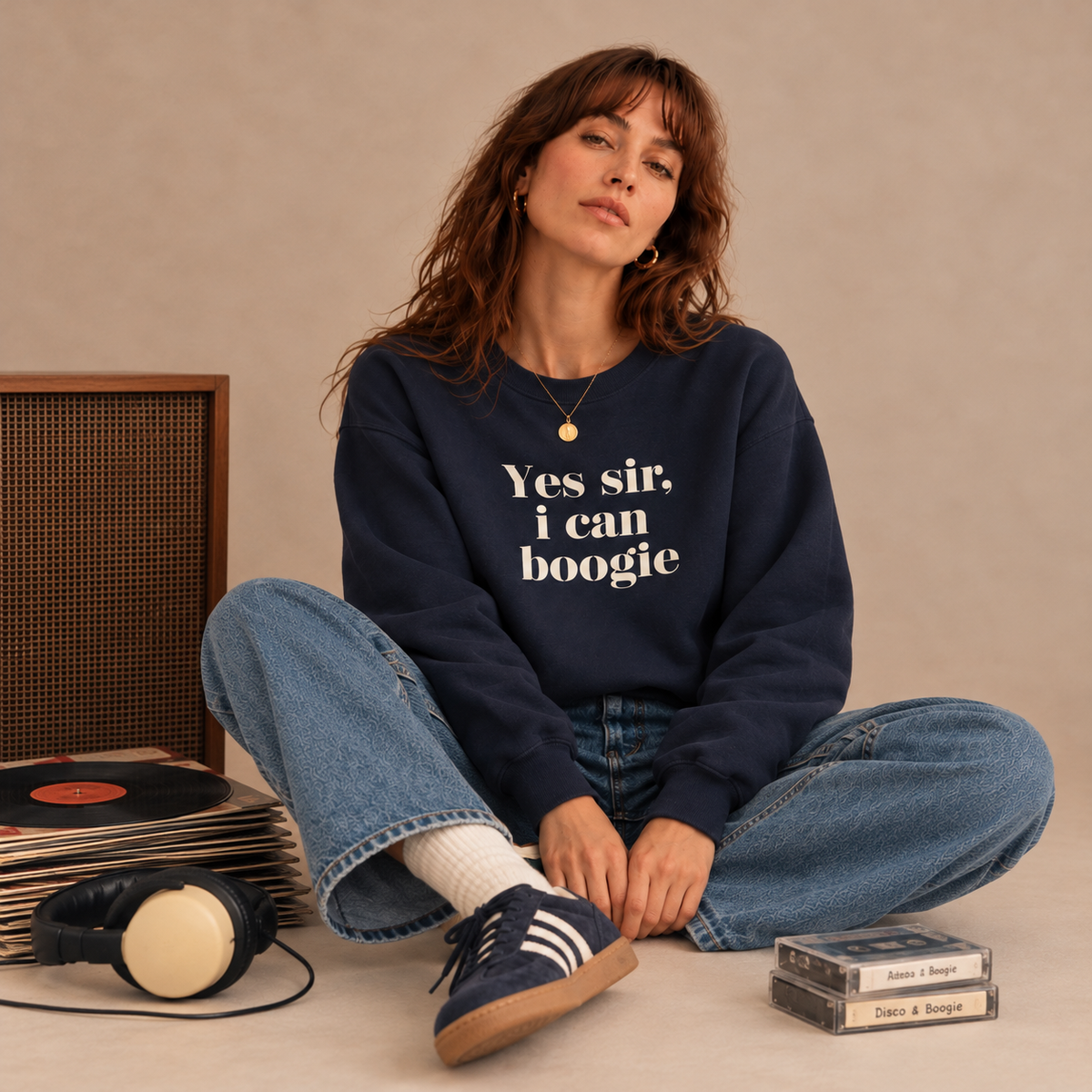 Yes Sir I Can Boogie Retro Slogan Sweatshirt