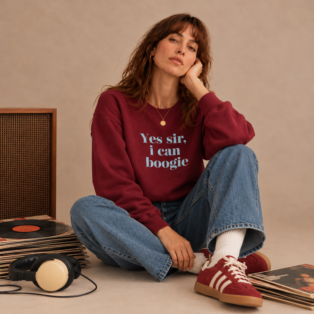 Yes Sir I Can Boogie Retro Slogan Sweatshirt