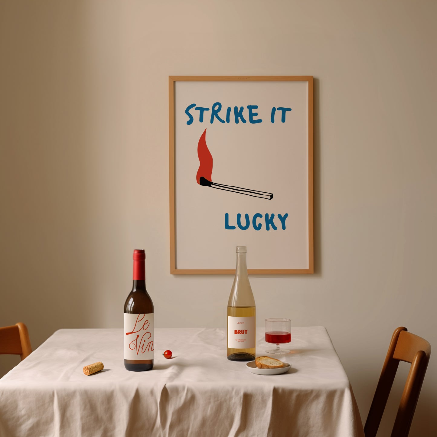 Strike It Lucky retro typography art print with bold vintage-inspired design and colourful nostalgic aesthetic.
