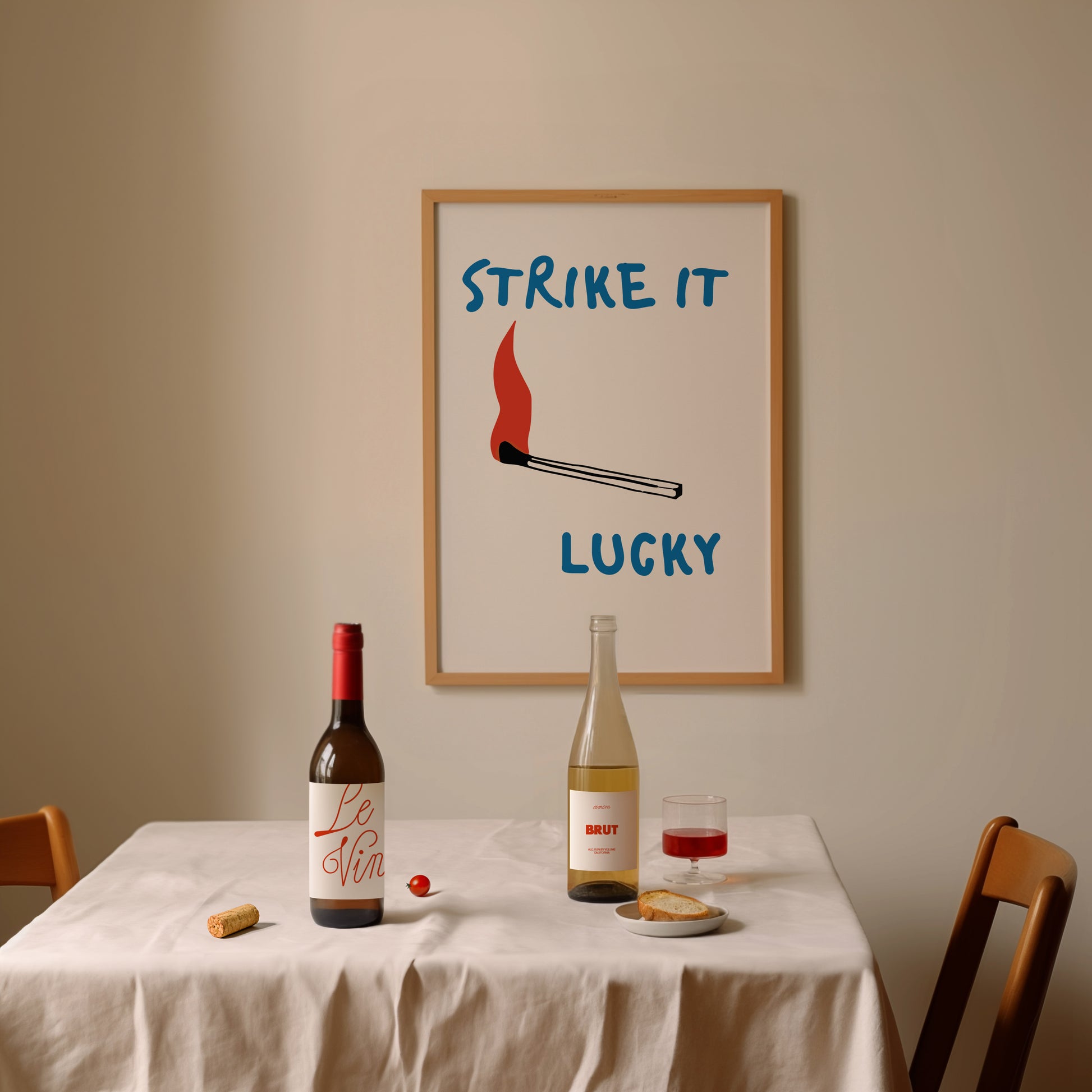 Strike It Lucky retro typography art print with bold vintage-inspired design and colourful nostalgic aesthetic.