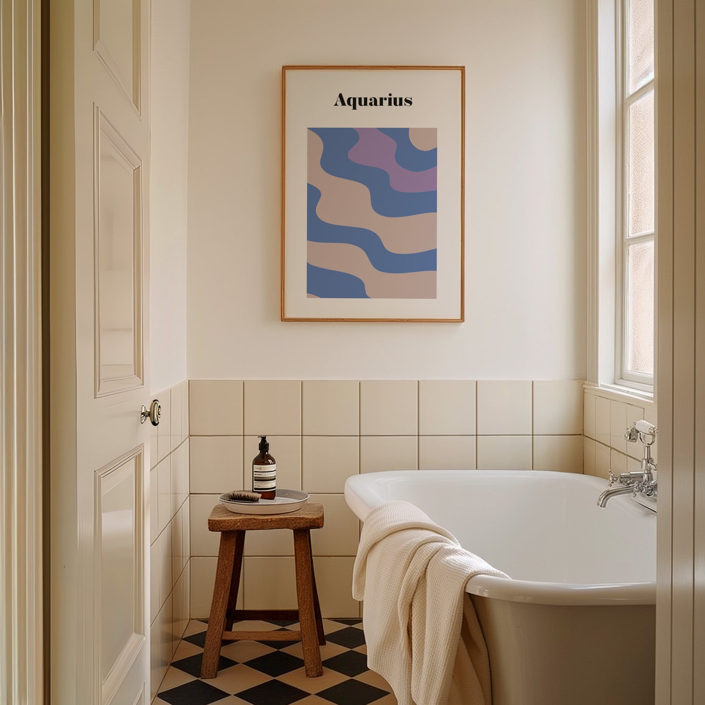 Aquarius Zodiac Star Sign Giclée retro Art Print