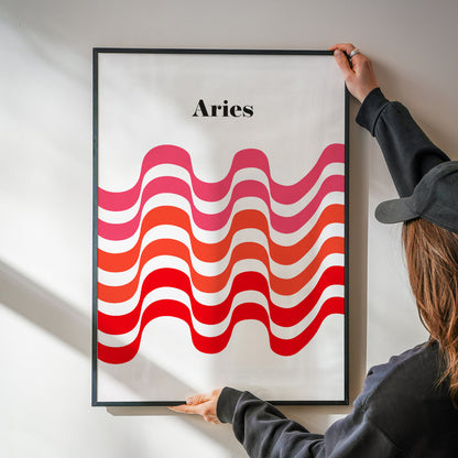 Aries Zodiac Star Sign Giclée retro Art Print