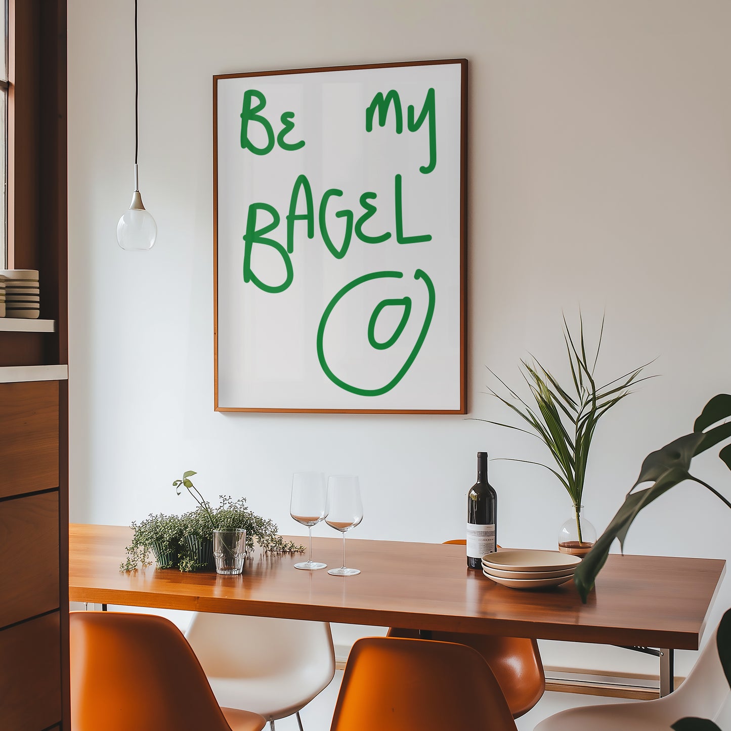 Retro bagel-inspired indie wall art print with playful typography and colourful vintage-inspired design.