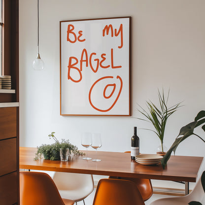 Retro bagel-inspired indie wall art print with playful typography and colourful vintage-inspired design.