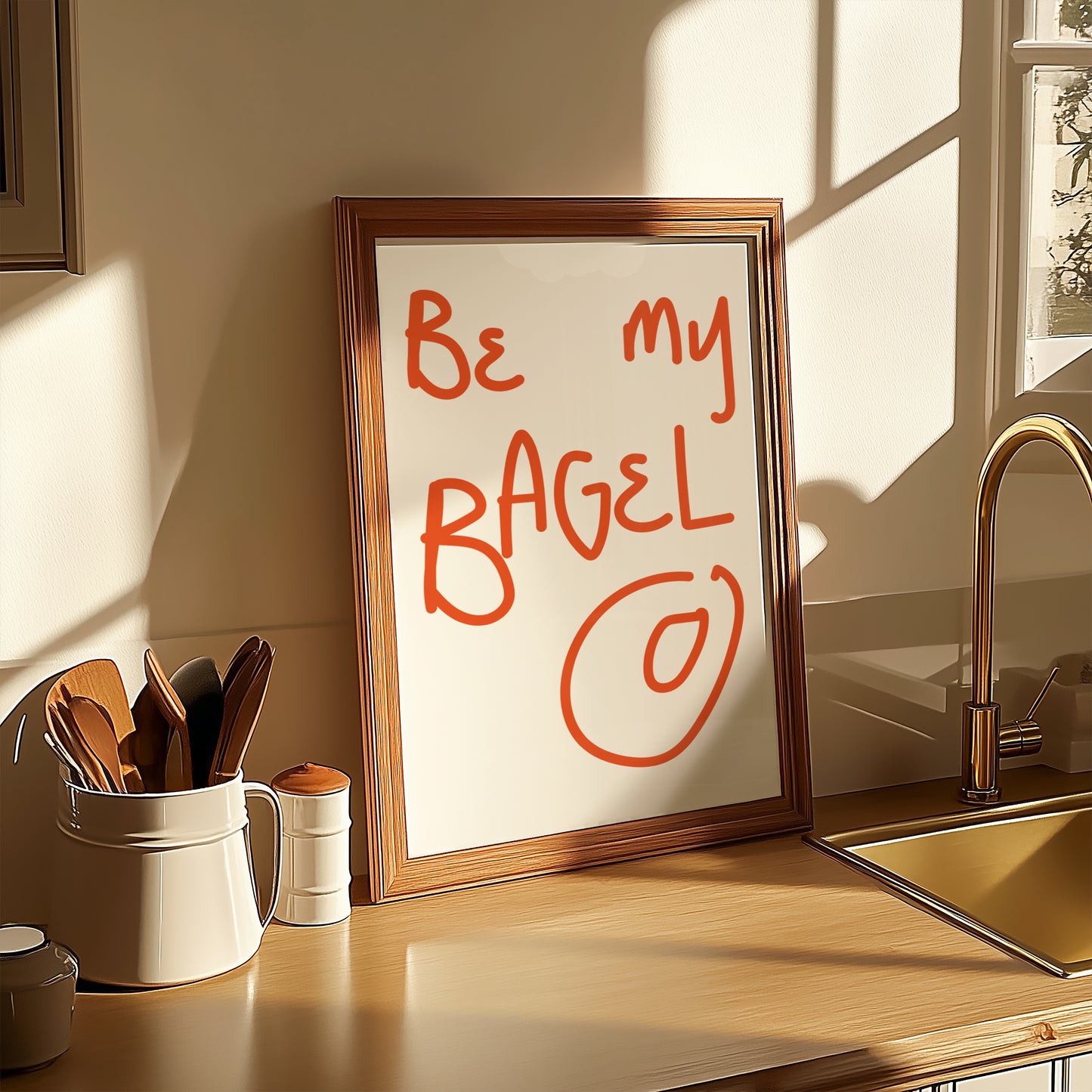 Retro bagel-inspired indie wall art print with playful typography and colourful vintage-inspired design.