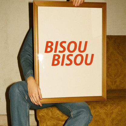 Bisou Bisou French retro Giclée Art Print