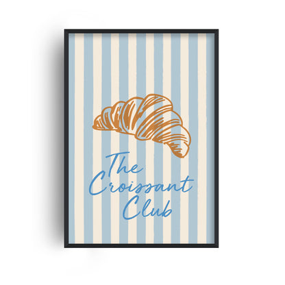 Croissant Club Blue Striped Retro Giclée Art Print