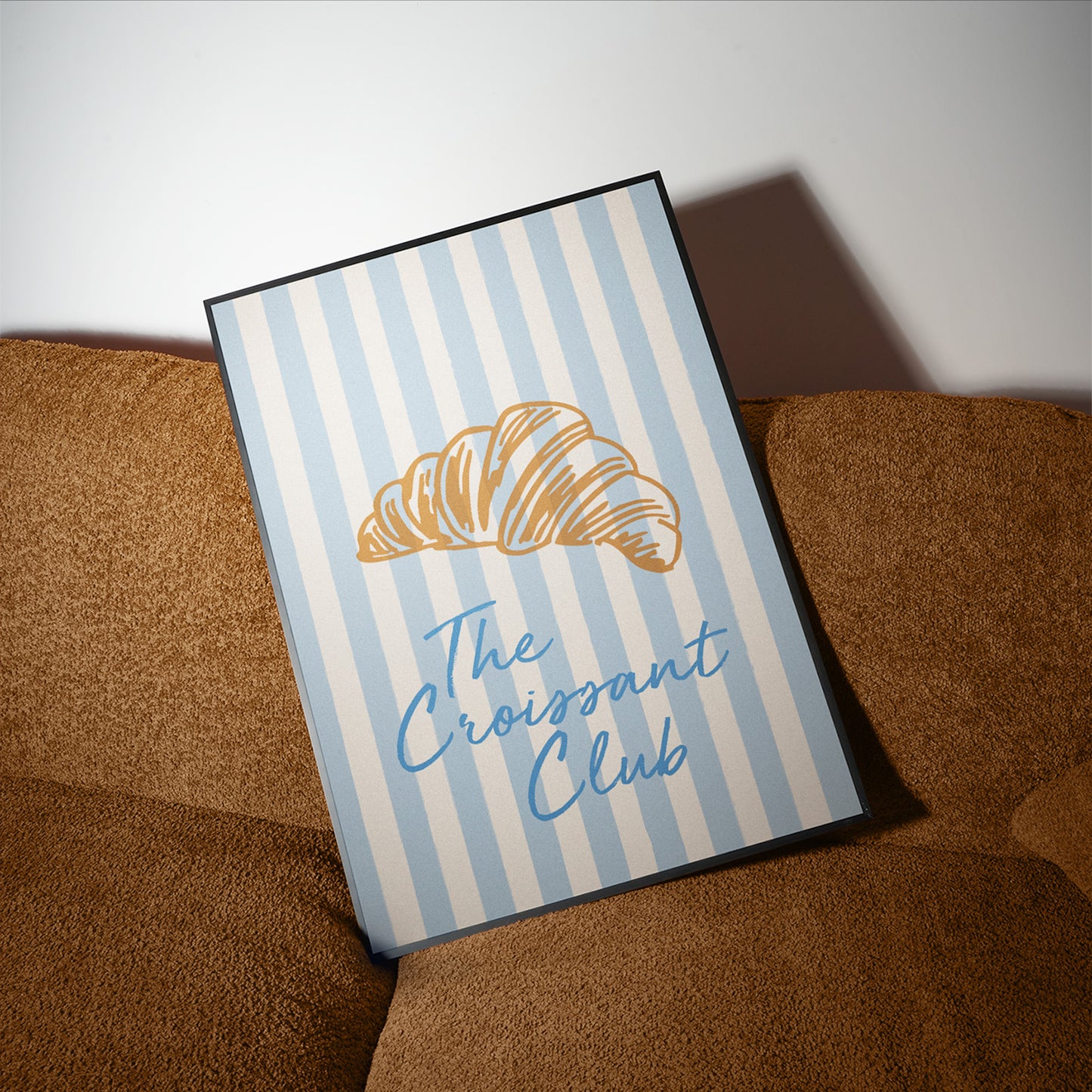 Croissant Club Blue Striped Retro Giclée Art Print
