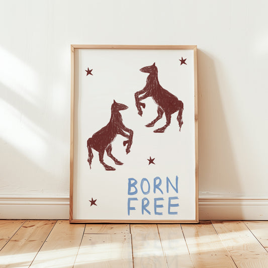 Born Free Hand Painted Horse western playful art print