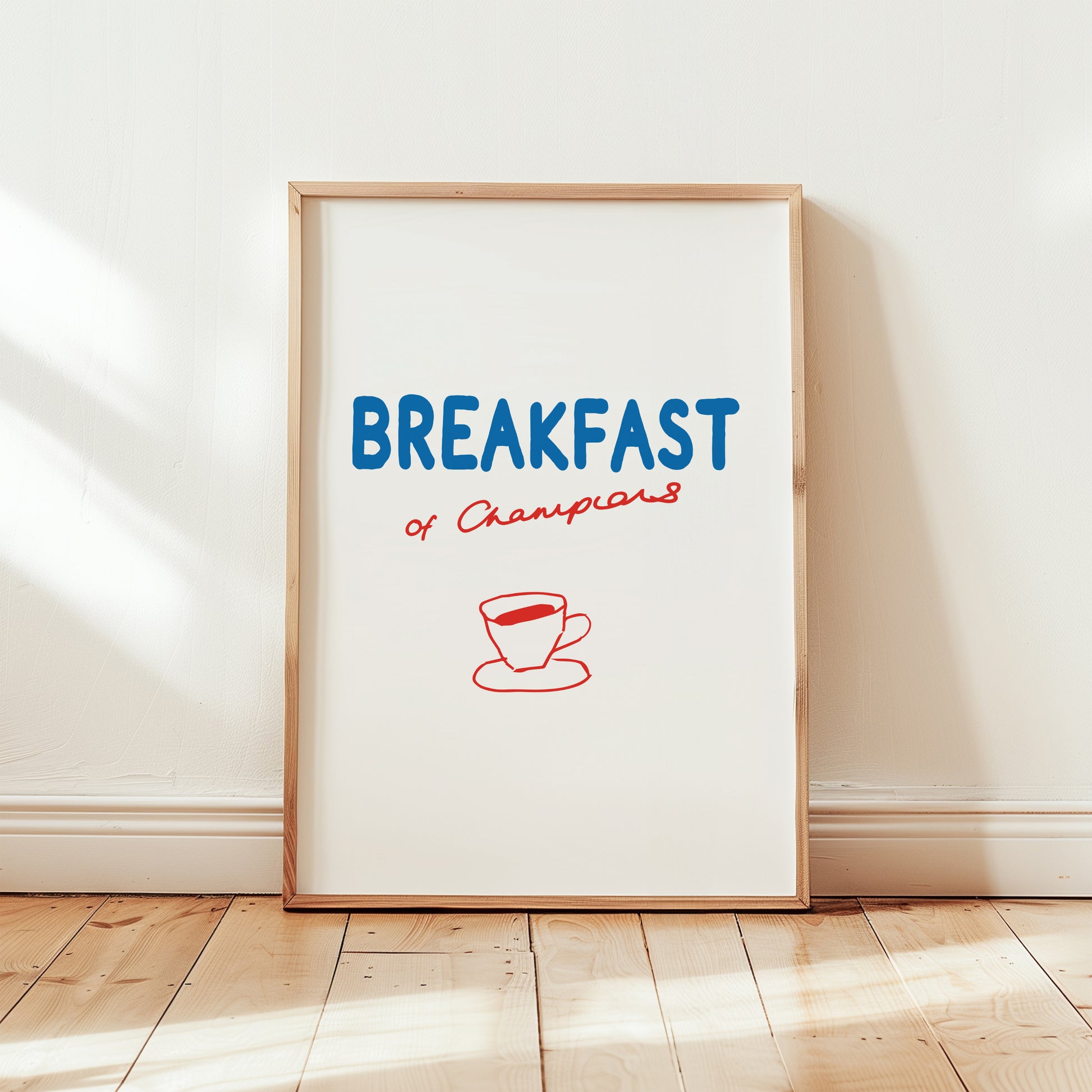 Retro coffee cup art print with playful typography and vintage-inspired design for kitchens, coffee bars and colourful gallery walls.
