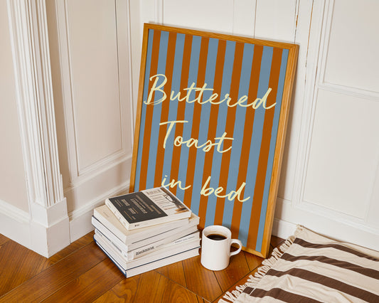 Buttered Toast In Bed Striped Retro Giclée Art Print