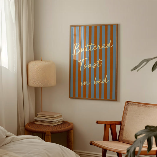 Buttered Toast In Bed Striped Retro Giclée Art Print