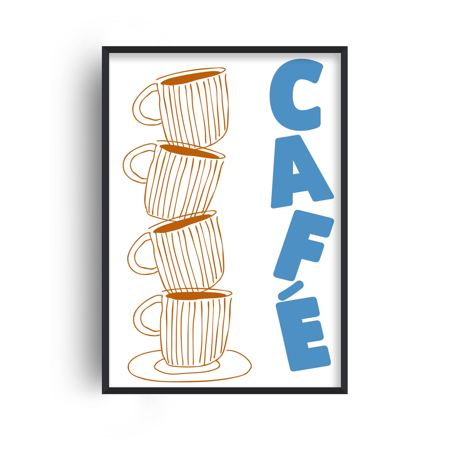 Cafe Striped Coffee Cup Retro Giclée Art Print