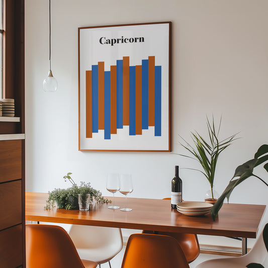 Capricorn Zodiac Star Sign Giclée retro Art Print