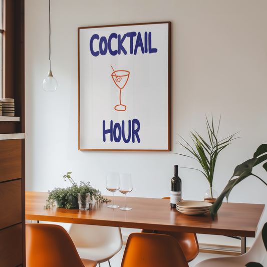 Retro cocktail-inspired indie wall art print with colourful vintage typography and playful maximalist design.