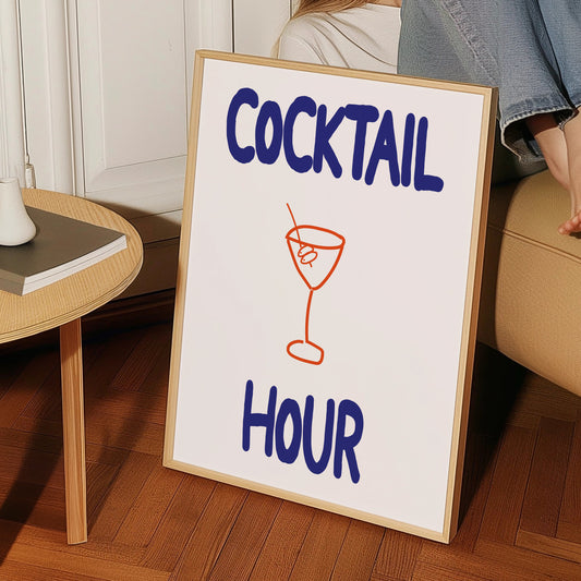 Retro cocktail-inspired indie wall art print with colourful vintage typography and playful maximalist design.