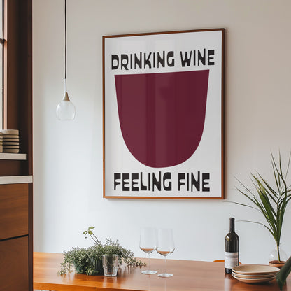 Drinking Wine Feeling Fine Retro Music Giclée Art Print