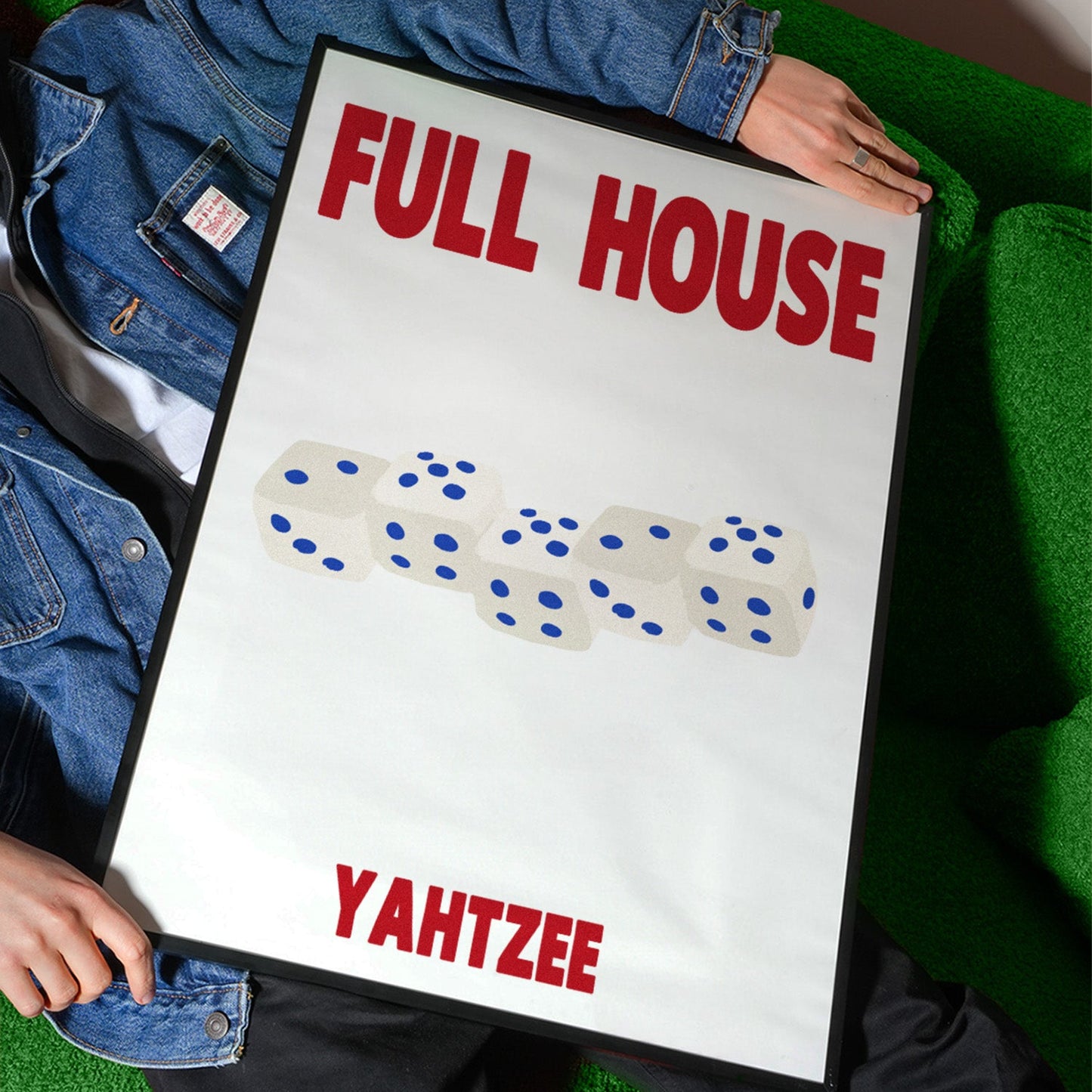 Full House Yahtzee Dice Retro Game  Giclée Art Print