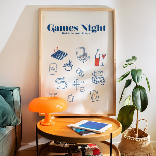Games Night illustrated Retro Game Giclée Art Print
